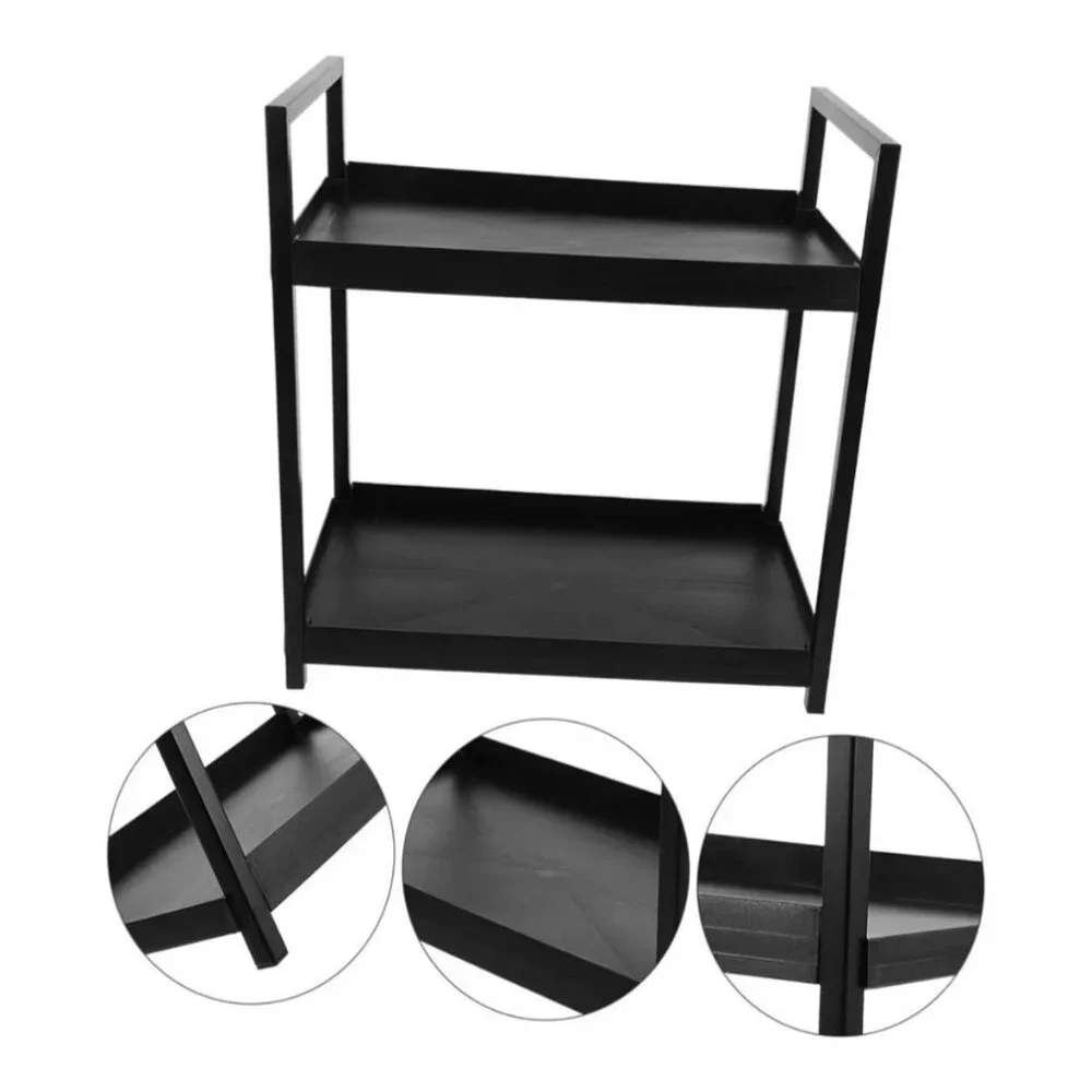 Two-Tier Black Metal/Plastic Storage Organizer For Vanity & Bathroom Countertop